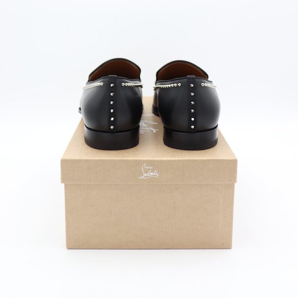 NWT Christian Louboutin Men\'s Dandy Cloo Black Leather Spike Flats Loafe… main image 14